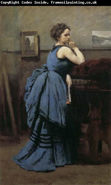 Jean-Baptiste Corot Blue skirt woman